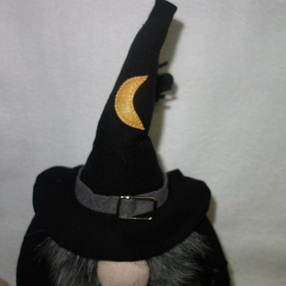 NEW Witch Gnome with Broom And Spider Weighted Shelf Sitting Halloween - Picture 3 of 9